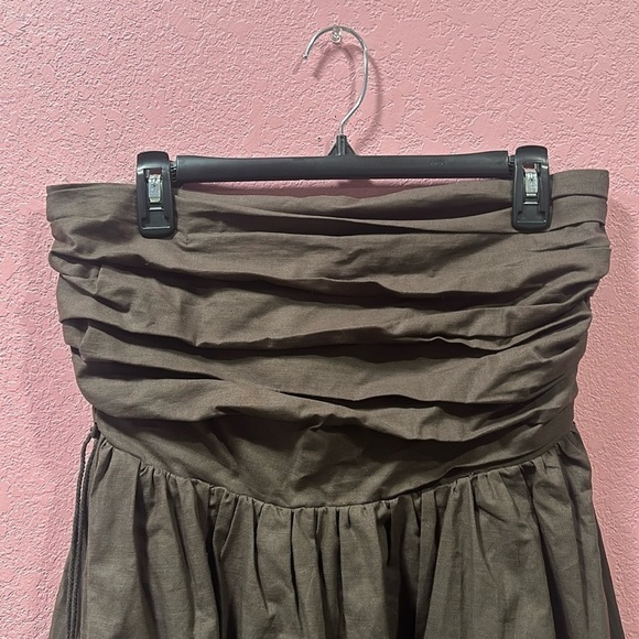 BY TOGETHER Dark Brown Mini Strapless Dress with Side Tassel Size M - Picture 4 of 7